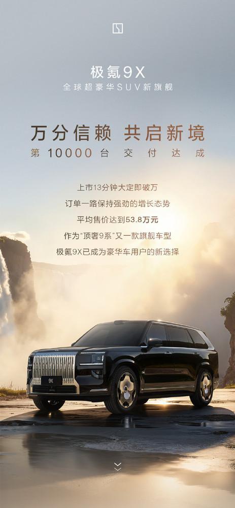 九游体育网站：极氪9X交付突破10000台！52%用户家庭年收入达百万(图2)